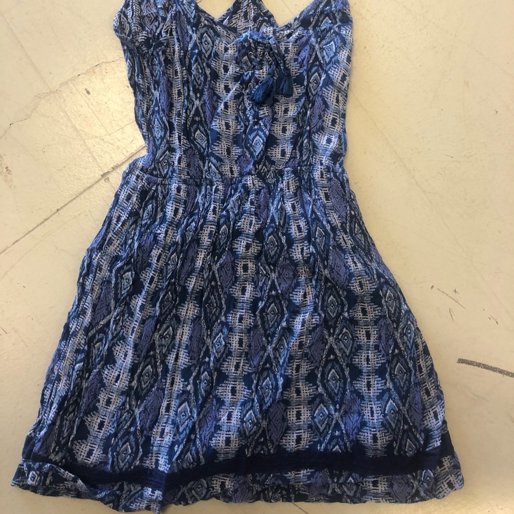 Blue design dress with spaghetti straps